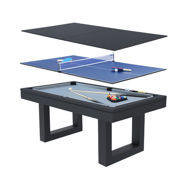 Table multi-jeux 3 en 1 billard et ping-pong en bois noir ARIES