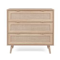 Commode en bois 3 tiroirs en cannage CARINA