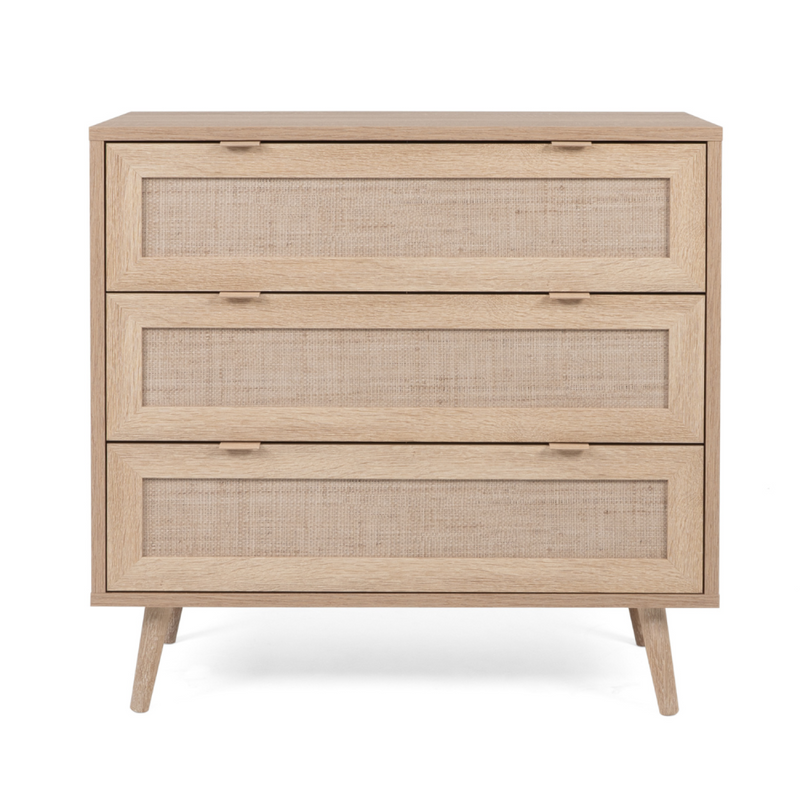 Commode en bois 3 tiroirs en cannage CARINA