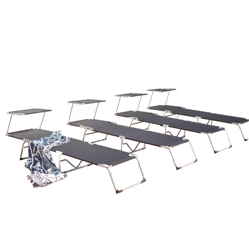 Lot de 4 transats acier avec pare soleil PAPOU