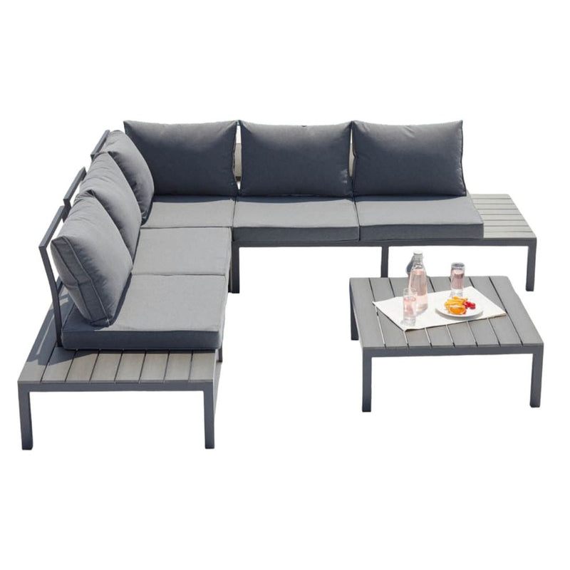 Salon de jardin bas 5 places en aluminium gris foncé OROA