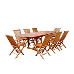 Table de jardin ovale 6 chaises et 2 fauteuils en teck huilé NARRA