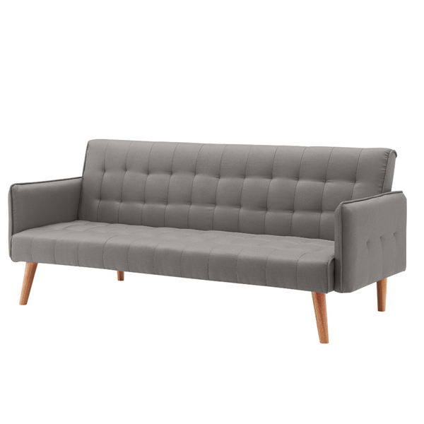 Canapé convertible scandinave 3 places en tissu gris MUSCA