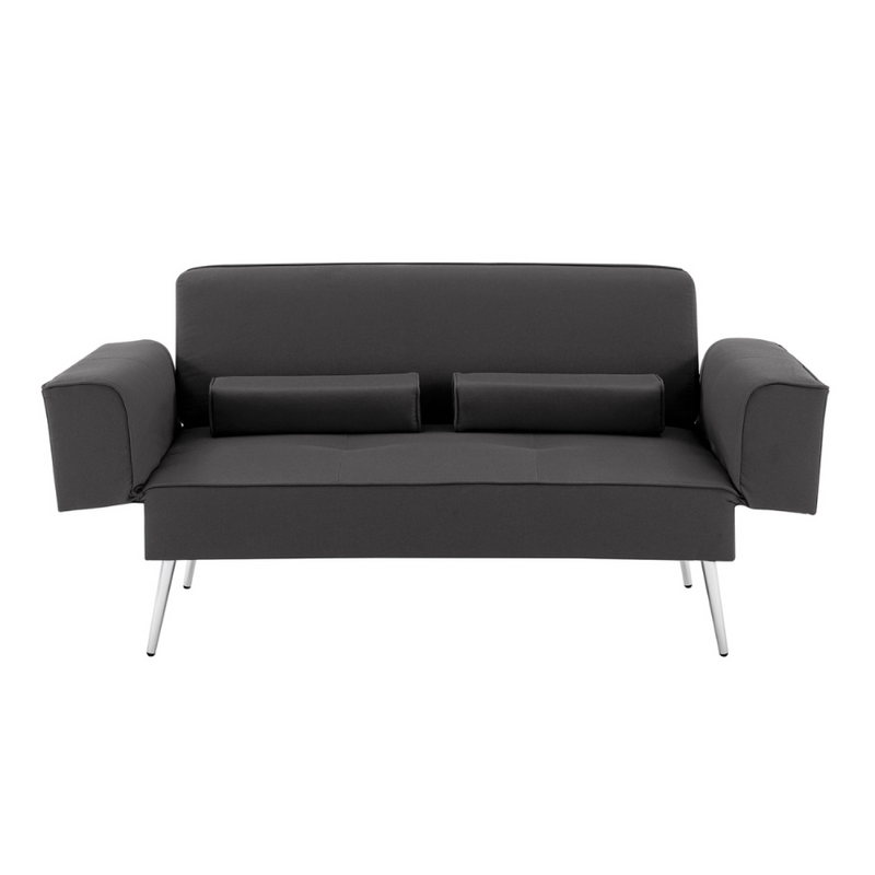 Canapé convertible 2 places en tissu gris foncé TALIN