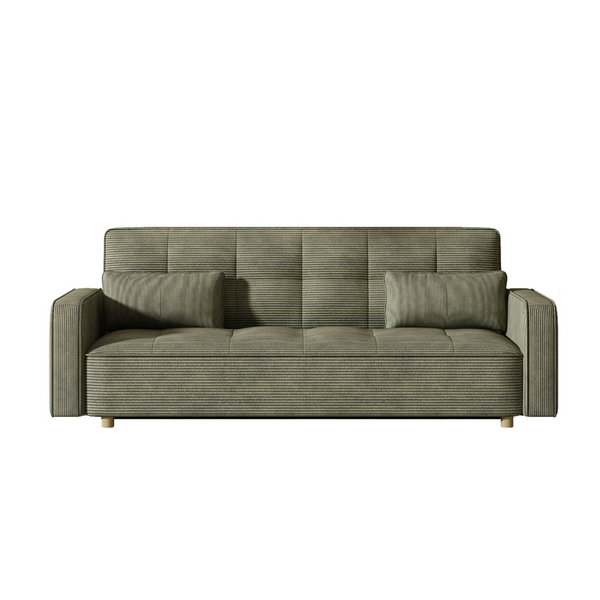 Canapé scandinave convertible 3 places en velours côtelé vert COOPER