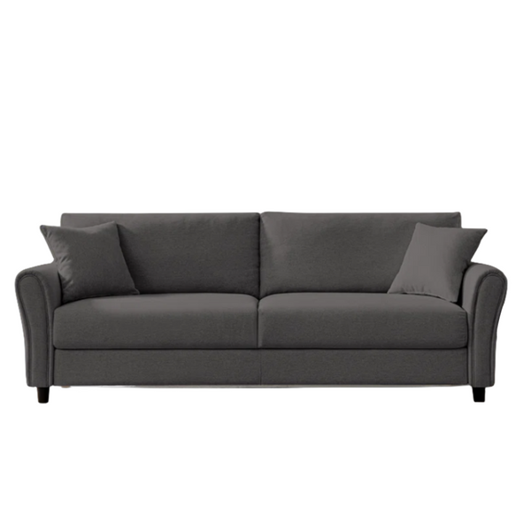 MALERNE - Canapé droit en tissu 4 places gris foncé