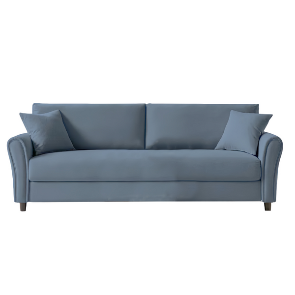 MALERNE - Canapé droit en tissu 4 places bleu clair