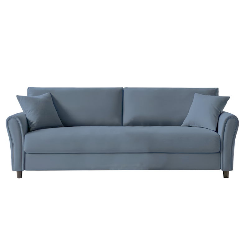 MALERNE - Canapé droit en tissu 4 places bleu clair