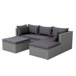 Salon de jardin en résine tressée 4 places gris/gris foncé LUCINE
