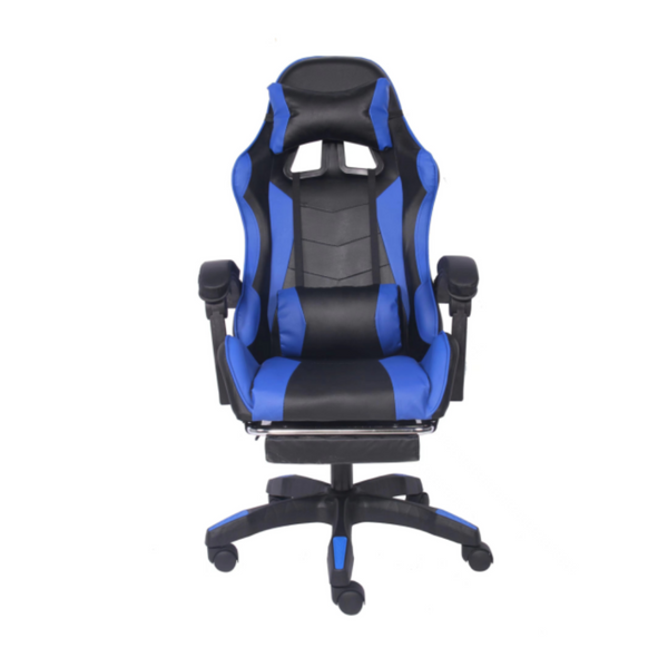Chaise de gaming massante noir et bleu avec repose pieds GAME