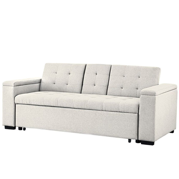 Canapé convertible 3 places en tissu beige TILIA