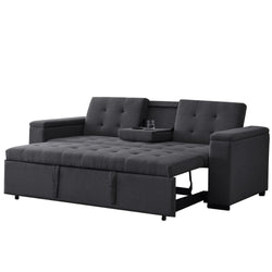 Canapé convertible 3 places en tissu gris foncé TILIA
