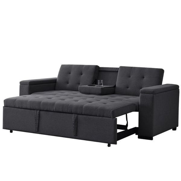 Canapé convertible 3 places en tissu gris foncé TILIA