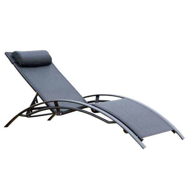 Transat empilable et ajustable en aluminium noir ANTIBES