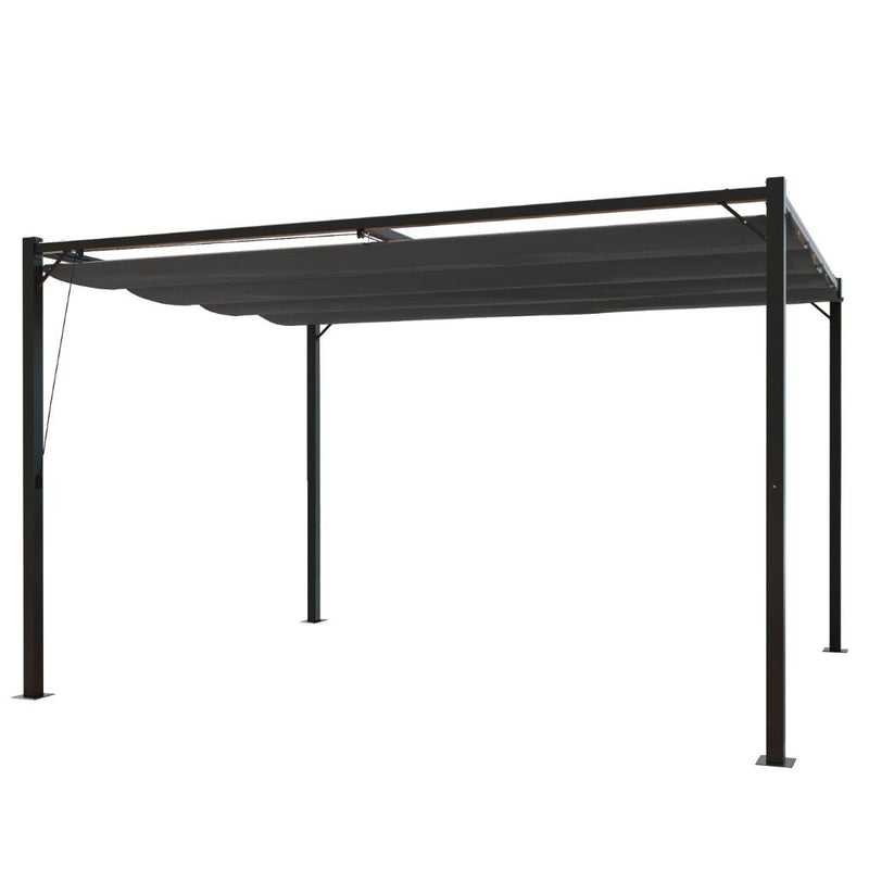 Pergola autoportante 3 x 4 m en acier avec toile grise MEDELIN