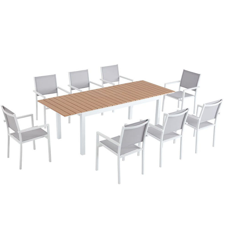 Salon de jardin repas 8 places en aluminium  MIDA