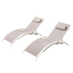 Lot de 2 transats empilables et ajustables taupe ANTIBES