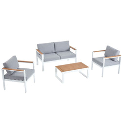 Salon de jardin bas 4 places en aluminium blanc MARTINO