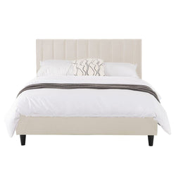 Lit 140x190 cm en velours beige DAKOTA