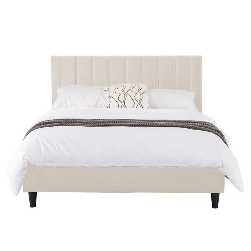 Lit 140x190 cm en velours beige DAKOTA