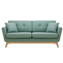Canapé scandinave 3 places et 2 coussins en tissu vert d'eau OSLO