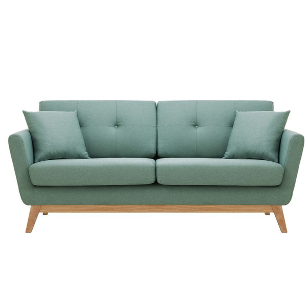 Canapé scandinave 3 places et 2 coussins en tissu vert d'eau OSLO