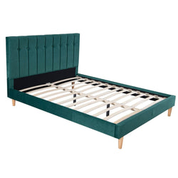 Lit scandinave 140x190 cm en velours vert RIGEL