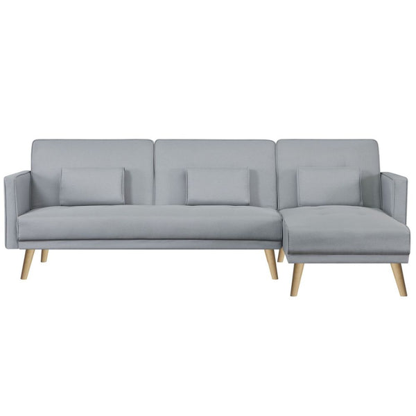 Canapé d'angle réversible et convertible 4 places en tissu gris NICE