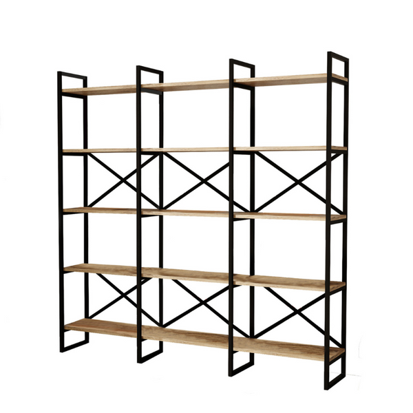 Bibliothèque style industriel bois et métal MIOT