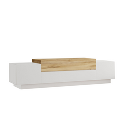 Meuble TV design blanc et bois 160 cm OLEM