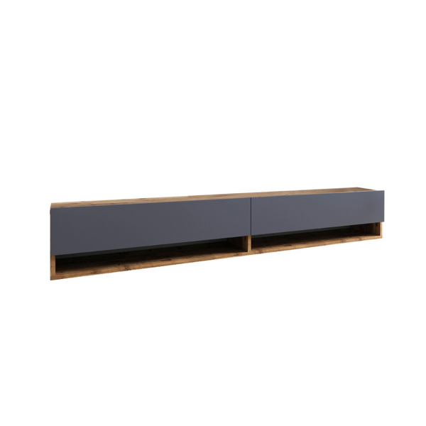 Meuble TV suspendu bois et anthracite 180 cm OMIA
