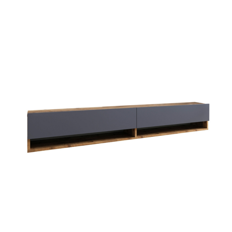 Meuble TV suspendu bois et anthracite 180 cm OMIA