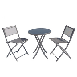 Salon de balcon 2 places en acier inoxydable gris MARTELL