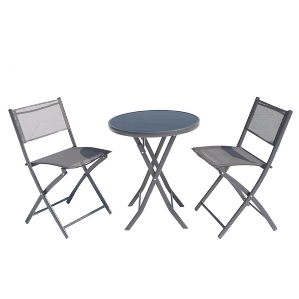 Salon de balcon 2 places en acier inoxydable gris MARTELL
