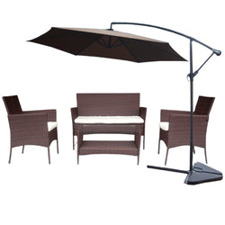 Salon de jardin complet Choco/blanc + Porticcio choco BIARRITZ