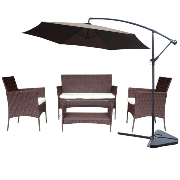 Salon de jardin complet Choco/blanc + Porticcio choco BIARRITZ