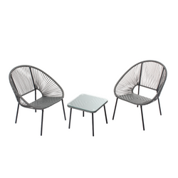 Set de 2 fauteuils + table basse gris foncé LIO