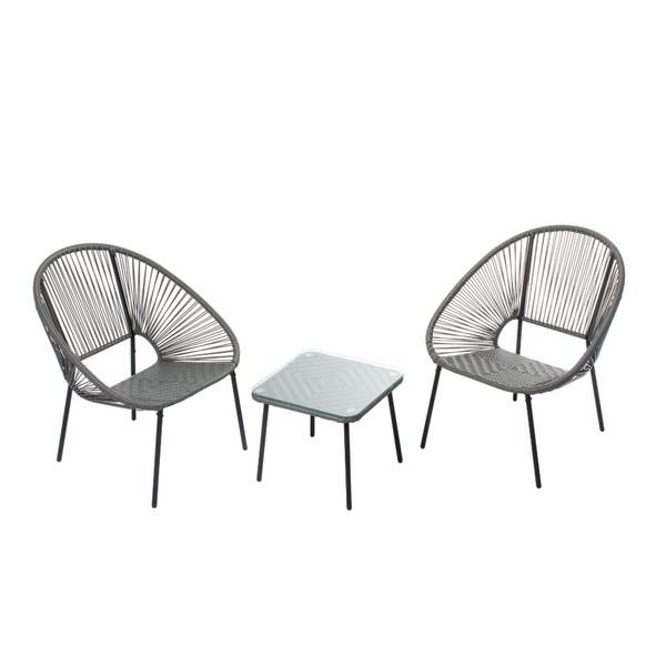 Set de 2 fauteuils + table basse gris foncé LIO
