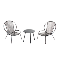 Ensemble de 2 fauteuils + 1 table basse gris foncé KANEL