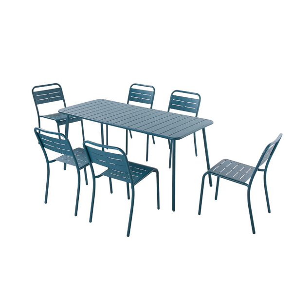 Ensemble table et chaises 6 personnes bleu  - EVORA