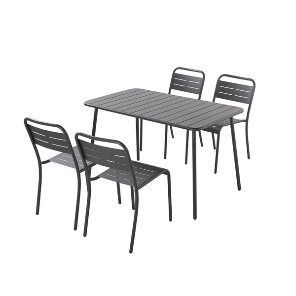 Ensemble table et chaises gris foncé 4/6 places  - EVORA