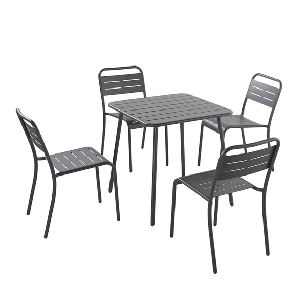 Ensemble table + chaises gris foncé 4 places  - EVORA
