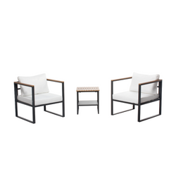 Salon de jardin 2 places design bois/noir - NAZCA