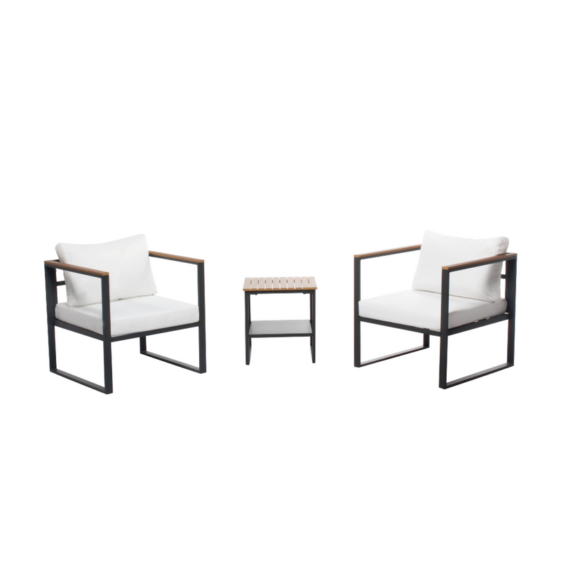 Salon de jardin 2 places design bois/noir - NAZCA