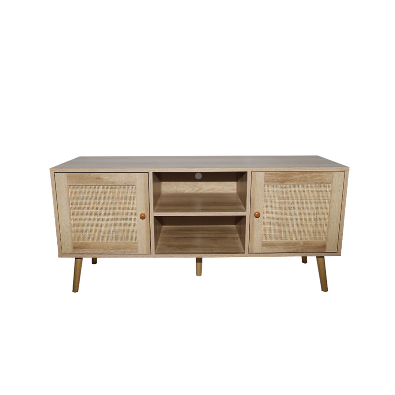 Buffet avec portes effet cannage et 2 niches 120 cm PATAN