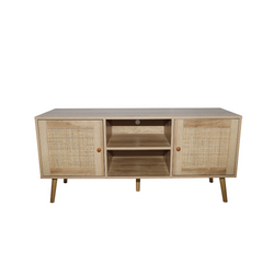 Buffet avec portes effet cannage et 2 niches 120 cm PATAN