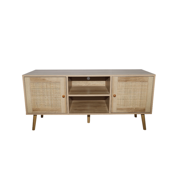Buffet avec portes effet cannage et 2 niches 120 cm PATAN
