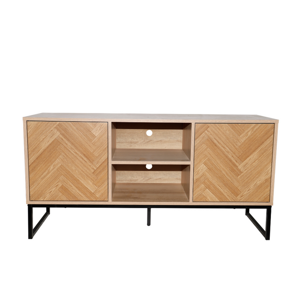 Buffet effet chevron 2 portes et 2 niches NOVA