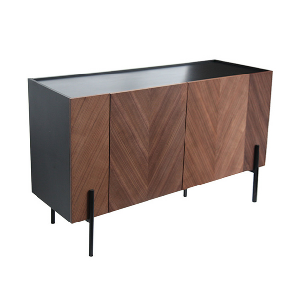 Buffet en bois vintage chevron noyer 120cm FENIX