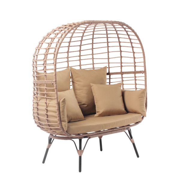 Fauteuil sur pied 2 place en résine effet rotin JIMMY